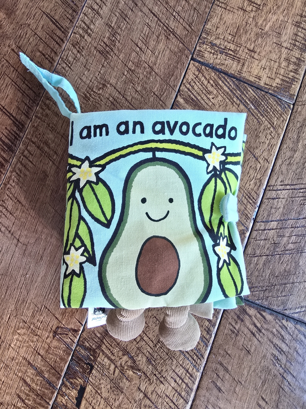 Jellycat Green Avocado Soft Cloth Book - Brown Pit Accents